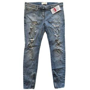 Faith Connexion Women's Denim Destroyed Ankle Jeans Bleach Size 26